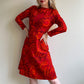 1960s Shades of Red Pattern Dress (XS/S)