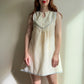 1960s Sheer Ivory Summer Dress With Blue Trim (S/M)