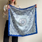 1960s Silk Route Print Scarf With Blue Border