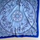 1960s Silk Route Print Scarf With Blue Border