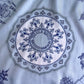 1960s Silk Route Print Scarf With Blue Border