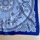 1960s Silk Route Print Scarf With Blue Border