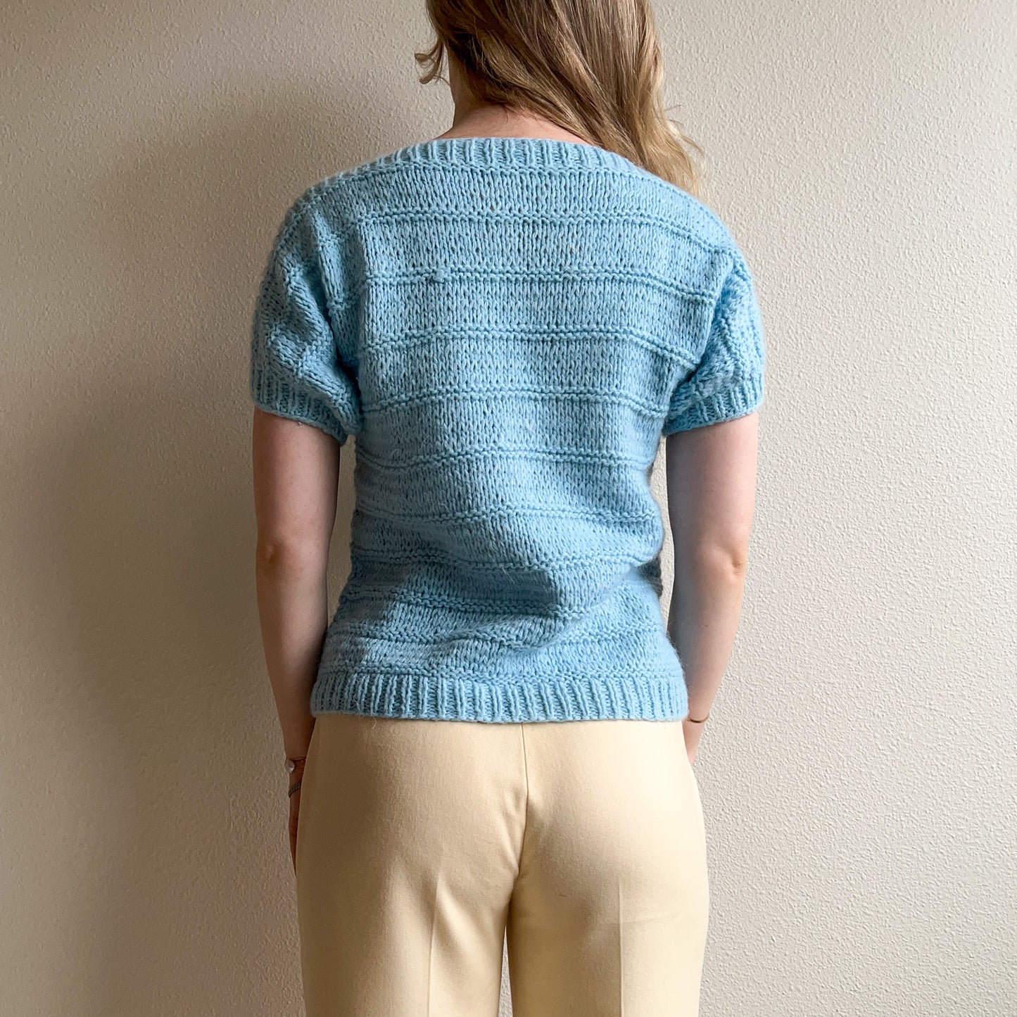 1960s Sky Blue Handknit Sweater (S/M)