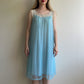 1960s Soft Blue Nylon Nightgown With White Lace (M/L)