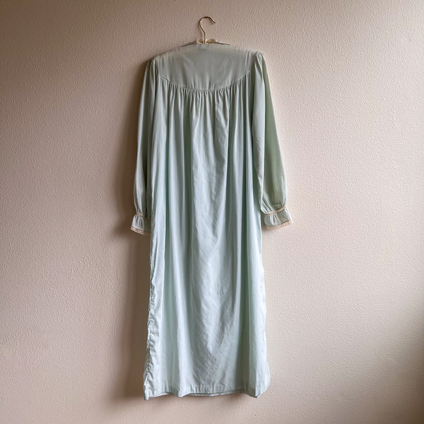 1960s Soft Mint Nightgown With Pin Tucks (M/L)