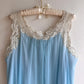 1960s Soft Blue Nylon Nightgown With White Lace (M/L)