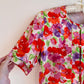 Darling 1960s Red and Purple Floral Silk Blouse (S/M)