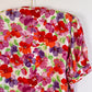Darling 1960s Red and Purple Floral Silk Blouse (S/M)
