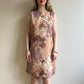 1960s Taupe Floral Novelty Print Shift Dress (M/L)