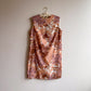 1960s Taupe Floral Novelty Print Shift Dress (M/L)