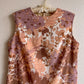1960s Taupe Floral Novelty Print Shift Dress (M/L)