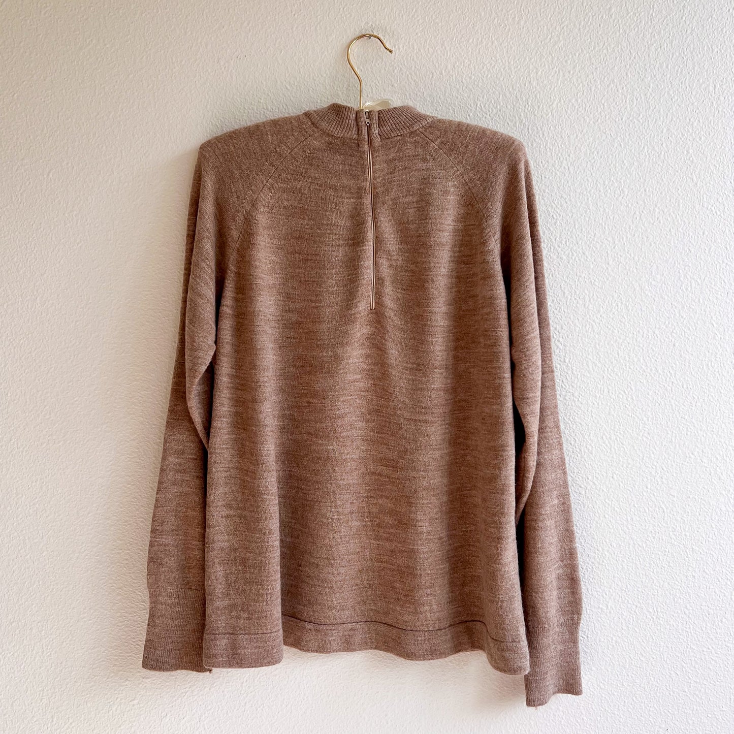 1960s Taupe Knit Mock Neck Sweater (M/L)