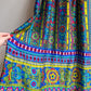 Vibrant 1960s Teal and Lime Retro Print Maxi Dress (M)