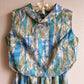1960s Teal and Sage Abstract Print Dress (M)