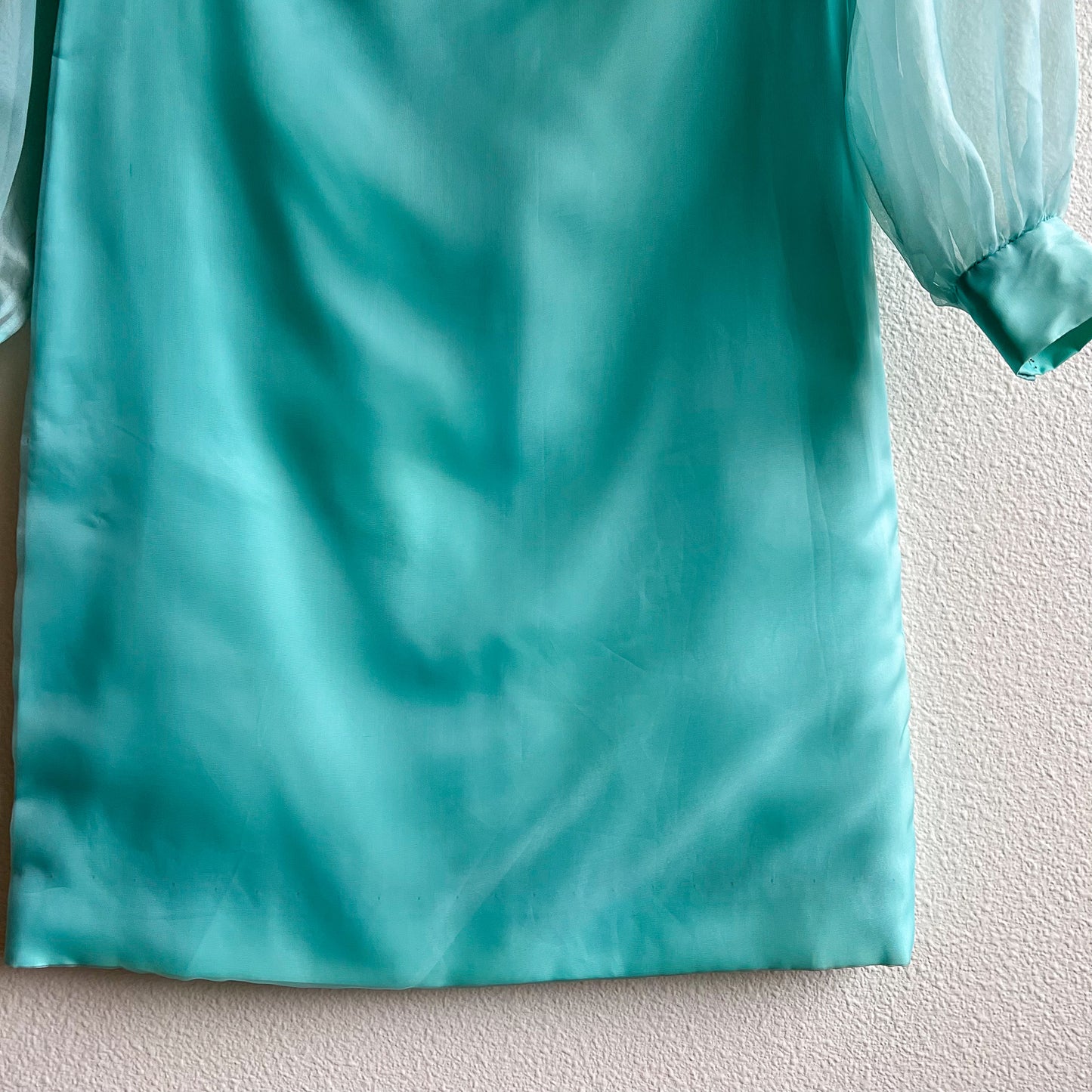 1960s Turquoise Dress With Sheer Sleeves (XS/S)