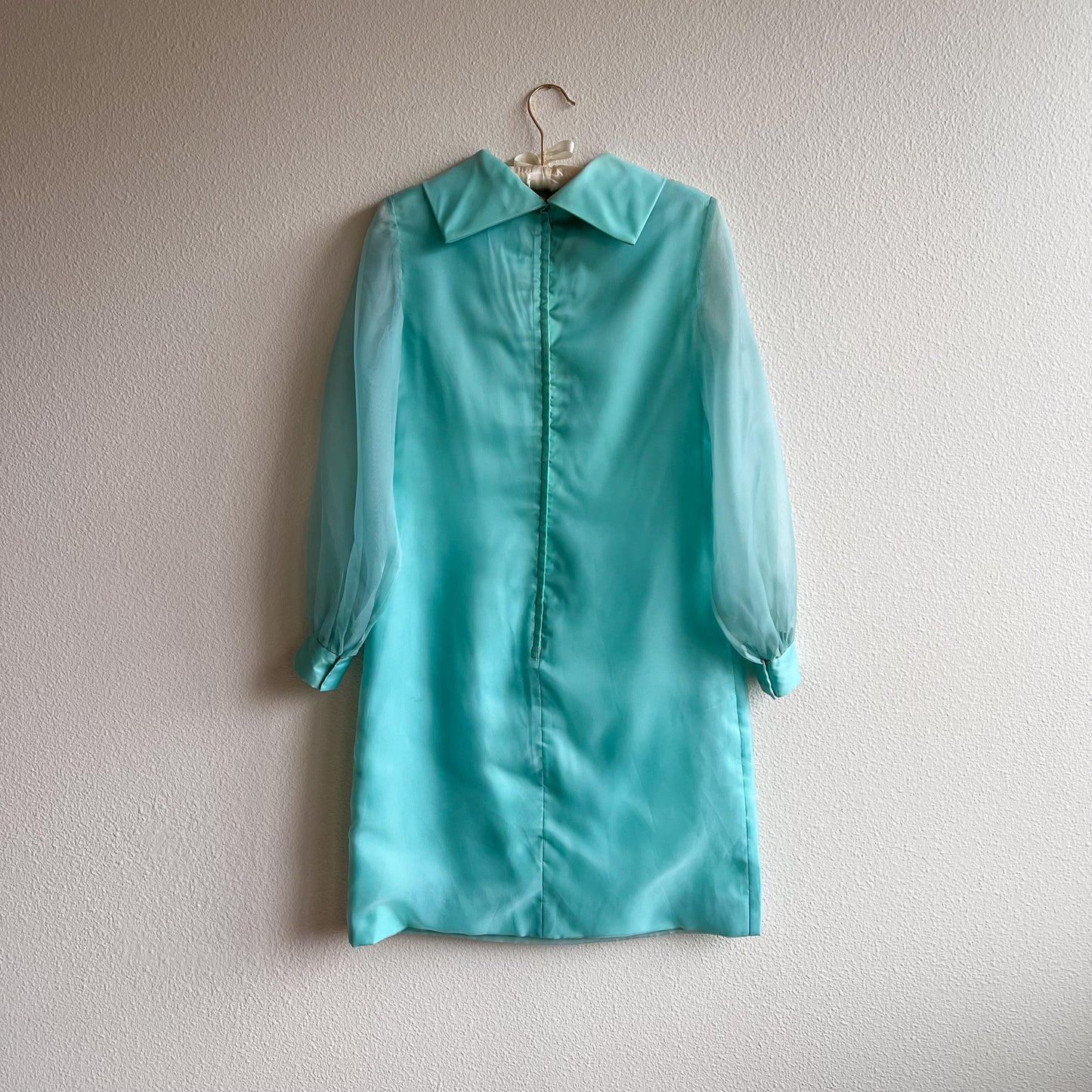 1960s Turquoise Dress With Sheer Sleeves (XS/S)