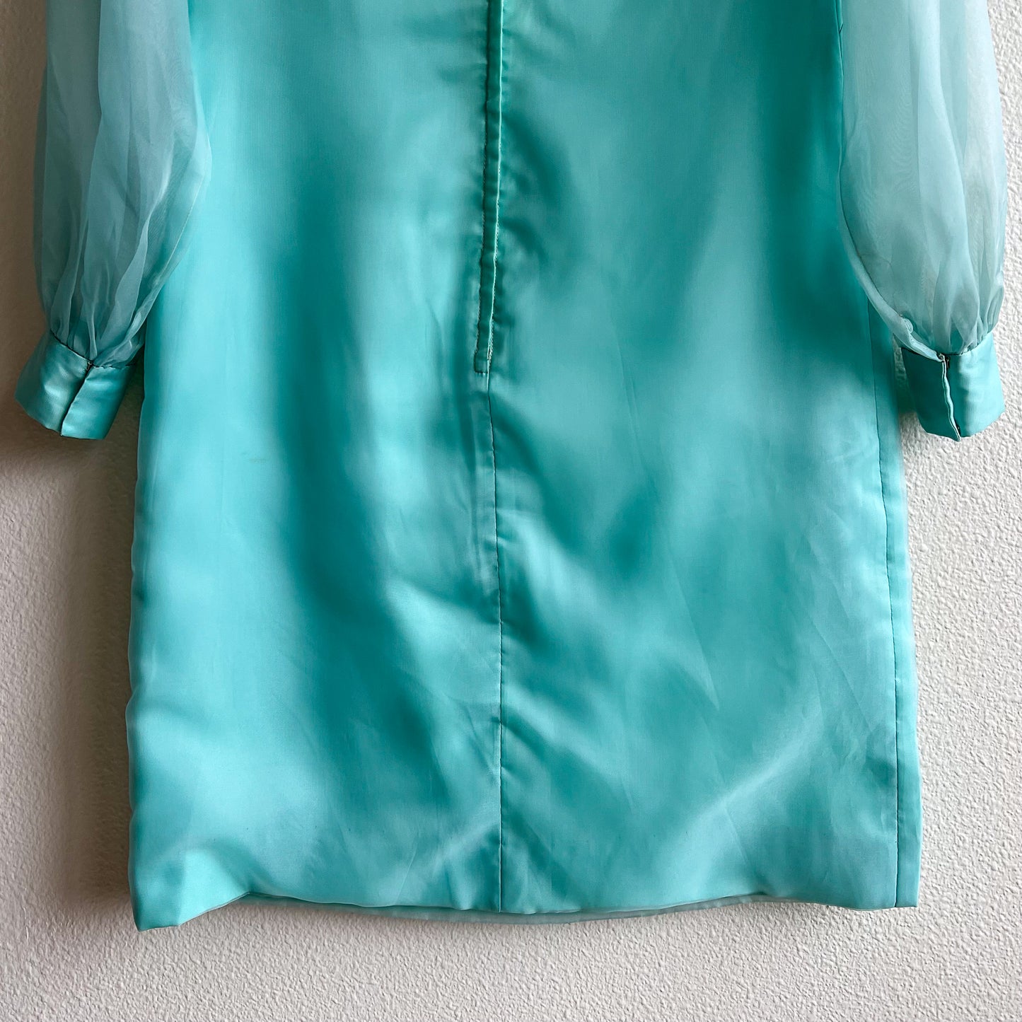 1960s Turquoise Dress With Sheer Sleeves (XS/S)