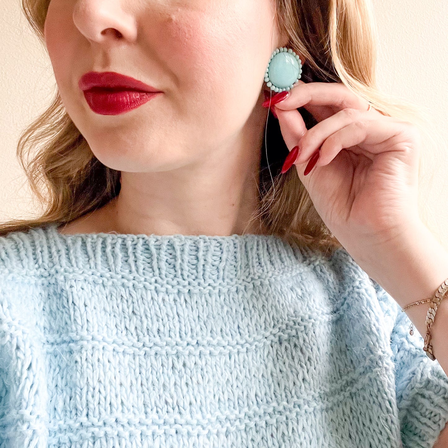 1960s Turquoise-Colored Bead Earrings