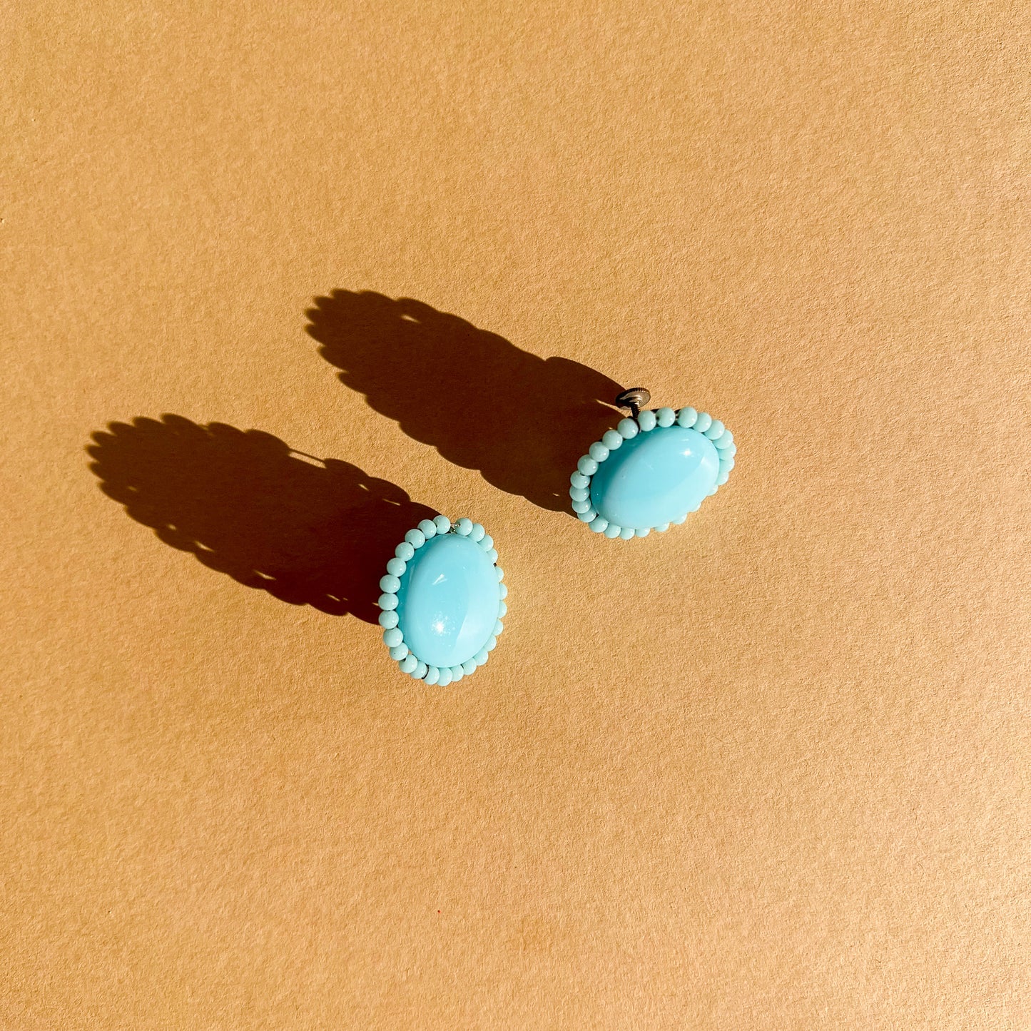 1960s Turquoise-Colored Bead Earrings