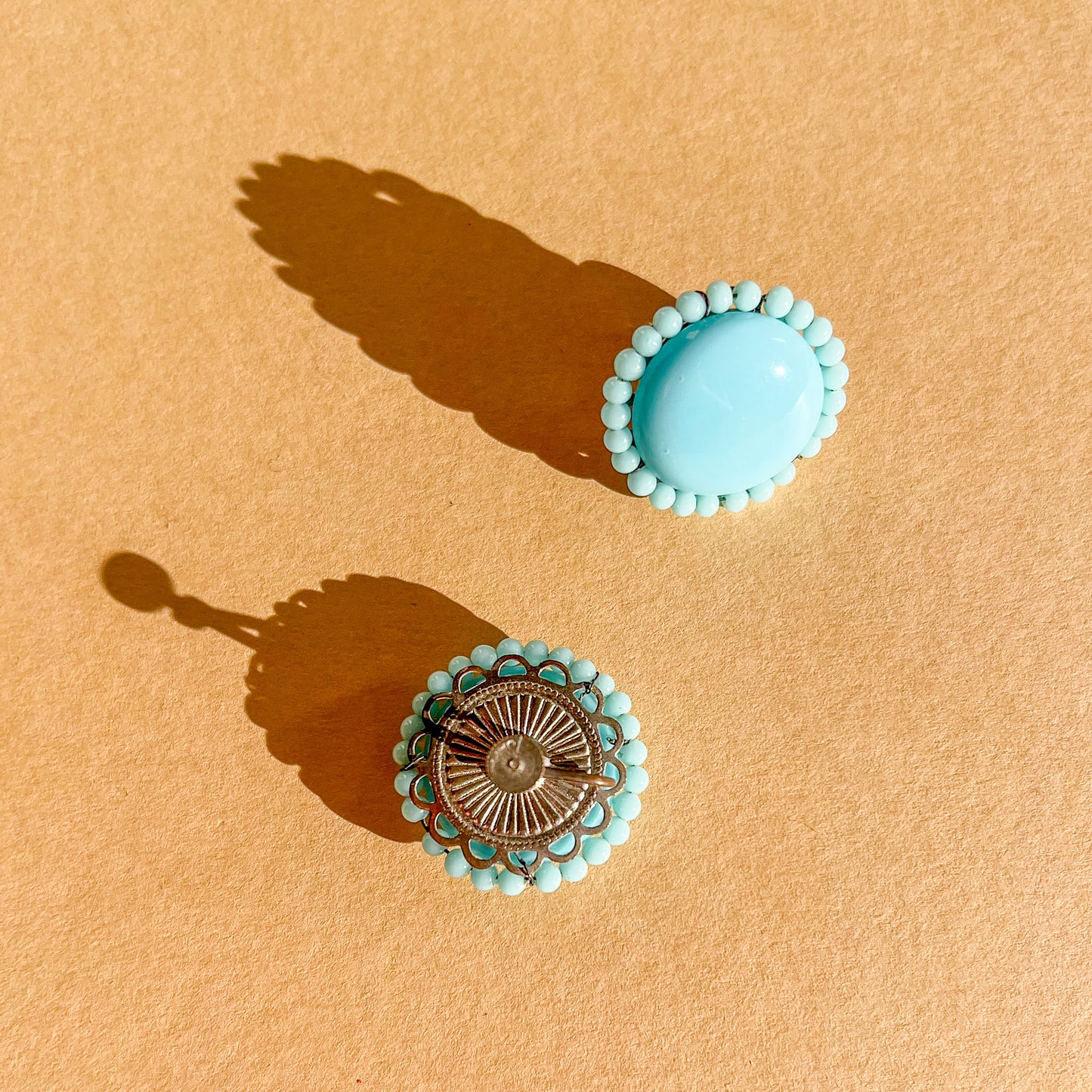 1960s Turquoise-Colored Bead Earrings