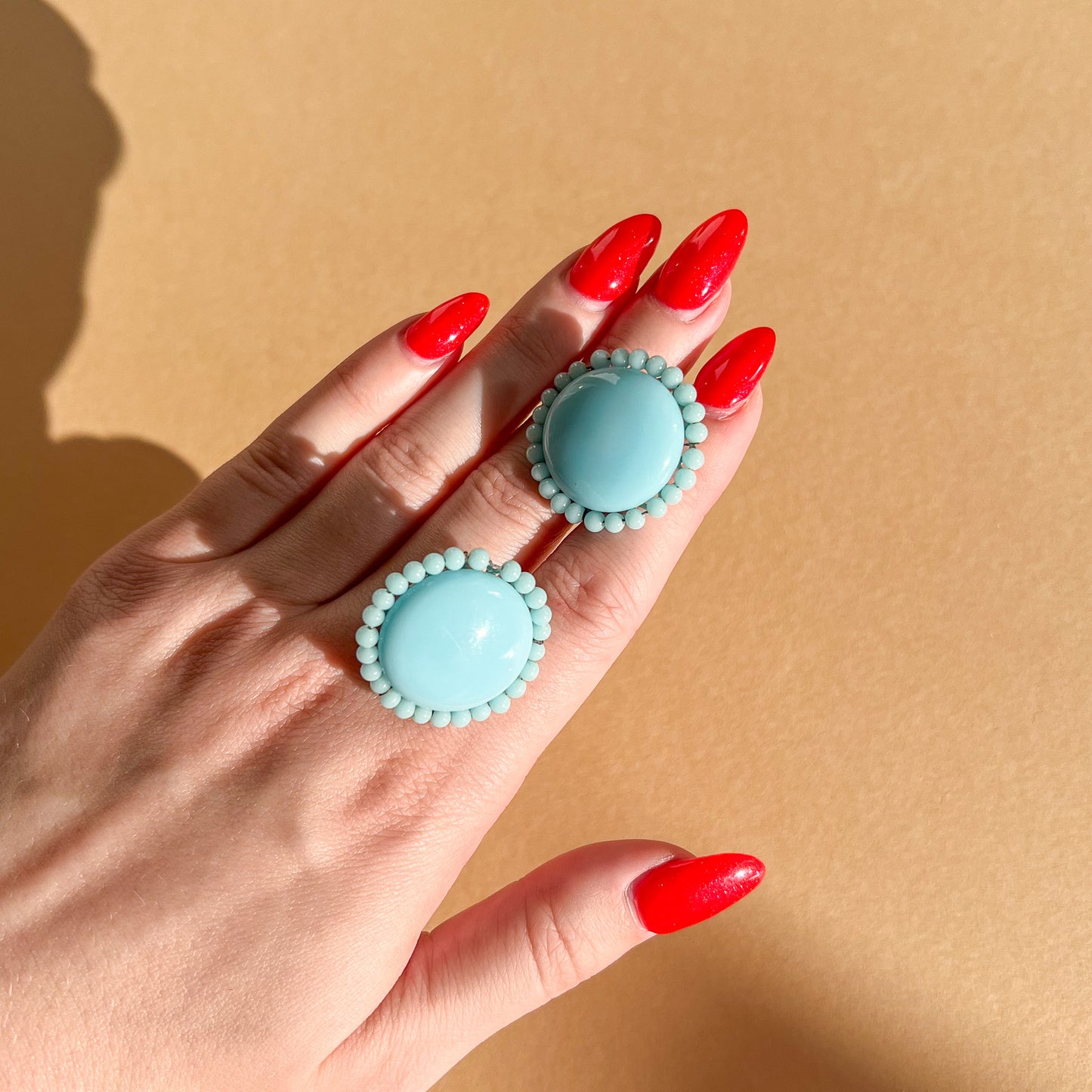 1960s Turquoise-Colored Bead Earrings