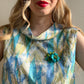 Retro 1960s Turquoise and Green Floral Brooch