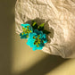 Retro 1960s Turquoise and Green Floral Brooch