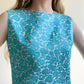 1960s Turquoise Floral Embroidered Shift Dress (S/M)