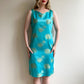 1960s Turquoise Silk Dress With Gold Embroidery (S/M)