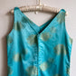 1960s Turquoise Silk Dress With Gold Embroidery (S/M)