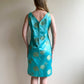 1960s Turquoise Silk Dress With Gold Embroidery (S/M)