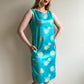 1960s Turquoise Silk Dress With Gold Embroidery (S/M)