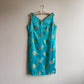 1960s Turquoise Silk Dress With Gold Embroidery (S/M)