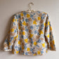 1960s Vera Blue and Yellow Floral Summer Blouse (S/M)