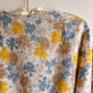 1960s Vera Blue and Yellow Floral Summer Blouse (S/M)