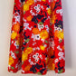 Vibrant 1960s Red Floral Midi Dress (L)