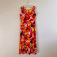 Vibrant 1960s Red Floral Midi Dress (L)