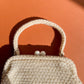 Adorably Retro 1960s White Beaded Handbag