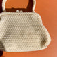 Adorably Retro 1960s White Beaded Handbag