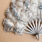 1960s White Feathered Fan Wtih Glitter and Sequins