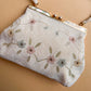 1960s White Floral Beaded Handbag With Mother of Pearl
