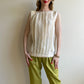 1960s White Pleated Silk Tank Top Blouse (M/L)