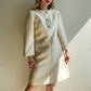 Elegant 1960s Snow White Shift Dress With Rhinestone Buttons (S/M)