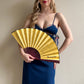 1960s Golden Yellow Silk Folding Fan