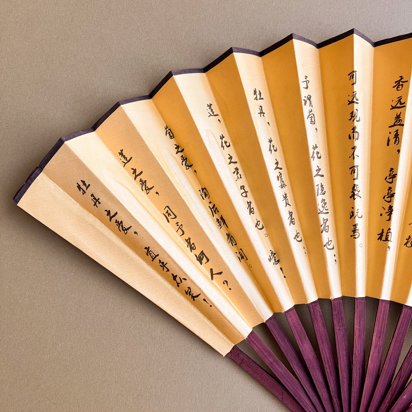 1960s Golden Yellow Silk Folding Fan
