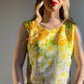 1960s Yellow Floral Print Spring Dress (M)