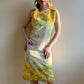 1960s Yellow Floral Print Spring Dress (M)
