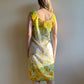 1960s Yellow Floral Print Spring Dress (M)