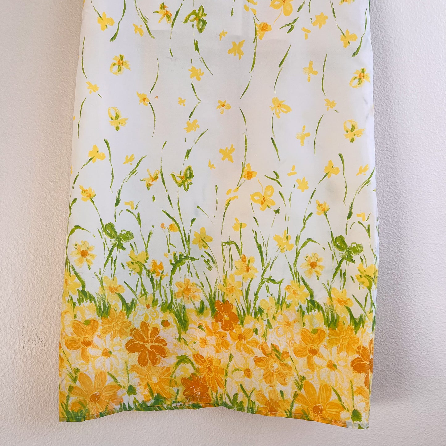 1960s Yellow Floral Print Spring Dress (M)