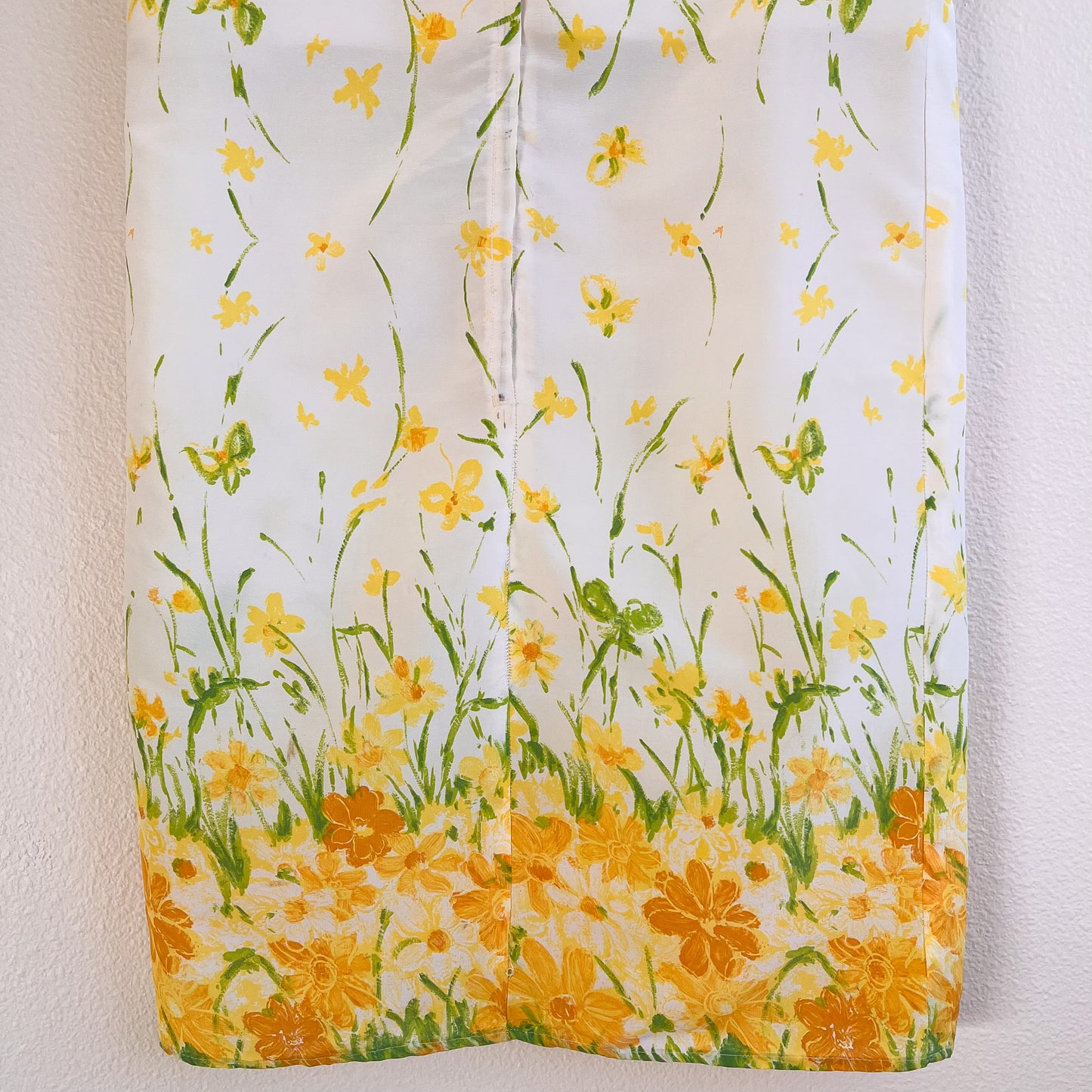 1960s Yellow Floral Print Spring Dress (M)